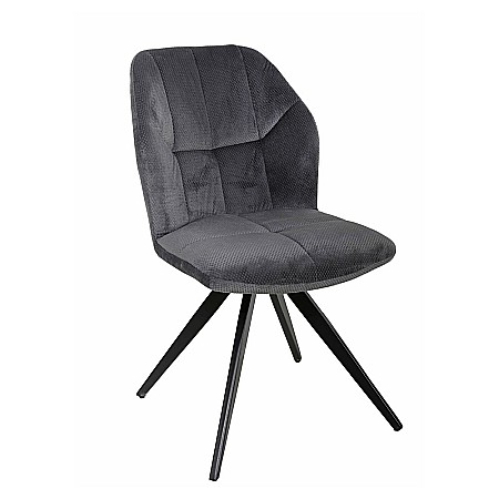 Scaun de living si bucatarie KL Mirco, metalic, tapitat cu stofa,100 kg, 47.5x63x89.5 cm, gri inchis [5]