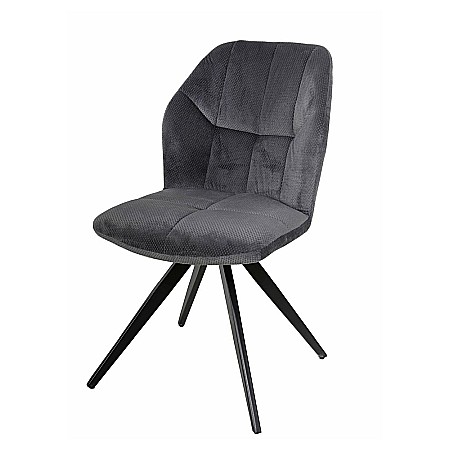 Produse - Scaun de living si bucatarie KL Mirco, metalic, tapitat cu stofa,100 kg, 47.5x63x89.5 cm, gri inchis