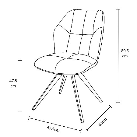 Scaun de living si bucatarie KL Mirco, metalic, tapitat cu stofa,100 kg, 47.5x63x89.5 cm, gri deschis [5]