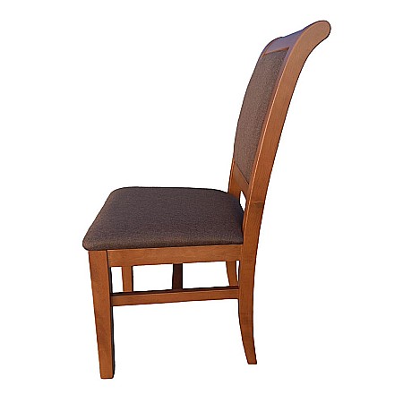 Scaun de living si bucatarie Royal, din lemn masiv fag, ergonomic, tapiterie stofa, 120 kg, lacuit, 98,5x48,5x46,5 cm, Nuc [1]