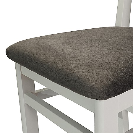 Scaun de living si bucatarie SB Tim, din lemn masiv fag, tapiterie stofa, lacuit, 120 kg, 96x43x40 cm, Alb/Gri [8]