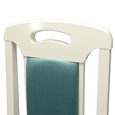 Scaun de living si bucatarie SB Tim, din lemn masiv fag, tapiterie stofa, lacuit, 120 kg, 96x43x40 cm, Alb/Turcoaz [4]