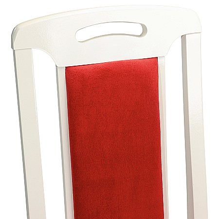 Scaun de living si bucatarie, SB Tim, din lemn masiv fag, tapiterie stofa, lacuit, 120 kg, 96x43x40 cm, Alb/Rosu [4]