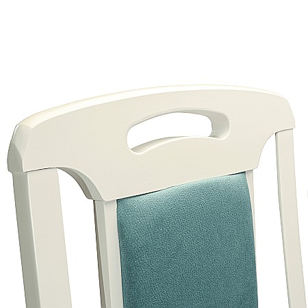 Scaun de living si bucatarie SB Tim, din lemn masiv fag, tapiterie stofa, lacuit, 120 kg, 96x43x40 cm, Alb/Turcoaz [5]