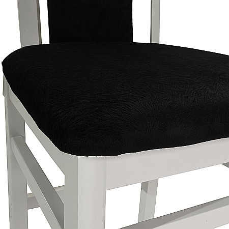 Scaun de living si bucatarie, SB Tim, din lemn masiv fag, tapiterie stofa, lacuit, 120 kg, 96x43x40 cm, Alb/Negru [8]