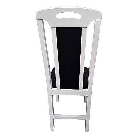 Scaun de living si bucatarie, SB Tim, din lemn masiv fag, tapiterie stofa, lacuit, 120 kg, 96x43x40 cm, Alb/Negru [2]
