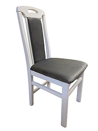 Scaun de living si bucatarie SB Tim, din lemn masiv fag, tapiterie stofa, lacuit, 120 kg, 96x43x40 cm, Alb/Gri [1]