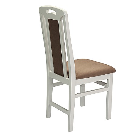 Scaun de living si bucatarie, SB Tim, din lemn masiv fag, tapiterie stofa, lacuit, 120 kg, 96x43x40 cm, Alb/Maro [2]