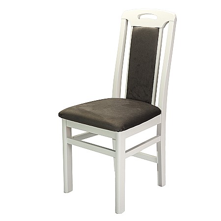 Scaun de living si bucatarie SB Tim, din lemn masiv fag, tapiterie stofa, lacuit, 120 kg, 96x43x40 cm, Alb/Gri [6]