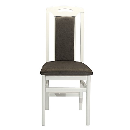 Scaun de living si bucatarie SB Tim, din lemn masiv fag, tapiterie stofa, lacuit, 120 kg, 96x43x40 cm, Alb/Gri [5]