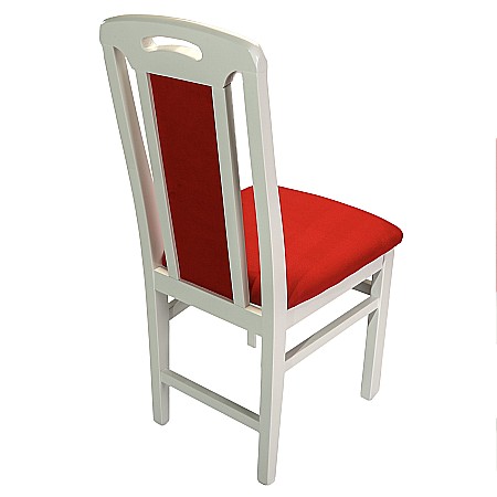 Scaun de living si bucatarie, SB Tim, din lemn masiv fag, tapiterie stofa, lacuit, 120 kg, 96x43x40 cm, Alb/Rosu [7]