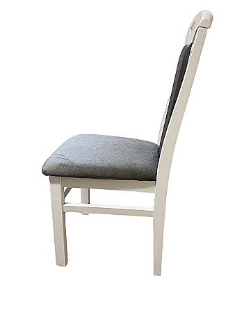 Scaun de living si bucatarie SB Tim, din lemn masiv fag, tapiterie stofa, lacuit, 120 kg, 96x43x40 cm, Alb/Gri [3]