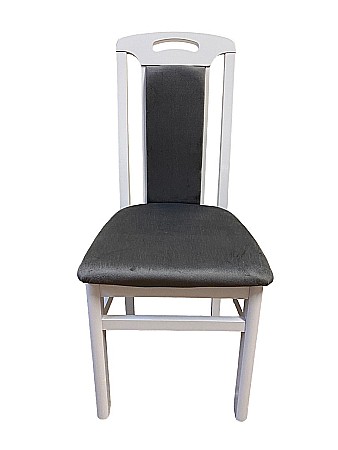 Scaun de living si bucatarie SB Tim, din lemn masiv fag, tapiterie stofa, lacuit, 120 kg, 96x43x40 cm, Alb/Gri [2]