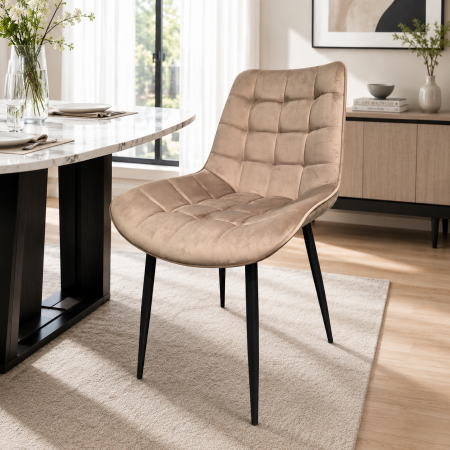 Scaune - Scaun de living si bucatarie Gloria FDC 20, catifea, cadru metalic, 90 kg, 87x54x44 cm, bej