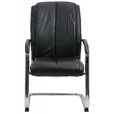 Scaun de vizitator tip sanie OFF 8117, piele ecologica, cromat, cu brate, 120 kg, negru [2]