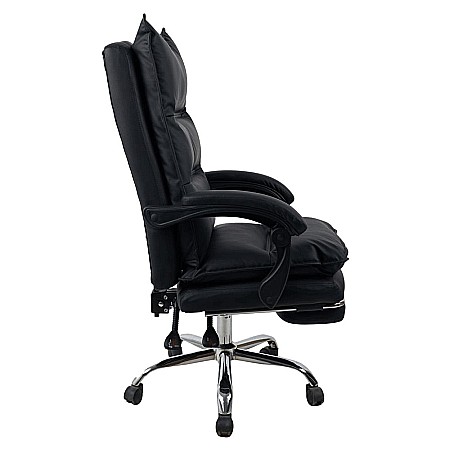 Scaun directorial AB041, piele ecologica, robust, cadru cromat, spatar rabatabil, suport picioare,120 kg, negru [5]