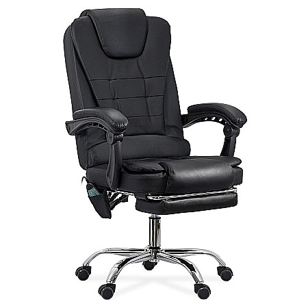 Scaun directorial cu functie de masaj OFF 418M, temporizator, 7 puncte, inaltime reglabila, cadru cromat, 120 kg, negru [1]