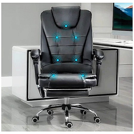 Scaun directorial cu functie de masaj OFF 418M, temporizator, 7 puncte, inaltime reglabila, cadru cromat, 120 kg, negru [4]