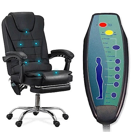 Scaun directorial cu functie de masaj OFF 418M, temporizator, 7 puncte, inaltime reglabila, cadru cromat, 120 kg, negru [2]