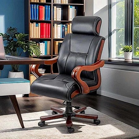 Scaun directorial cu masaj OFF1662, baza lemn, piele ecologica, elegant, robust, cu temporizator, 120 kg [1]