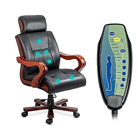 Scaun directorial cu masaj OFF1662, baza lemn, piele ecologica, elegant, robust, cu temporizator, 120 kg [2]