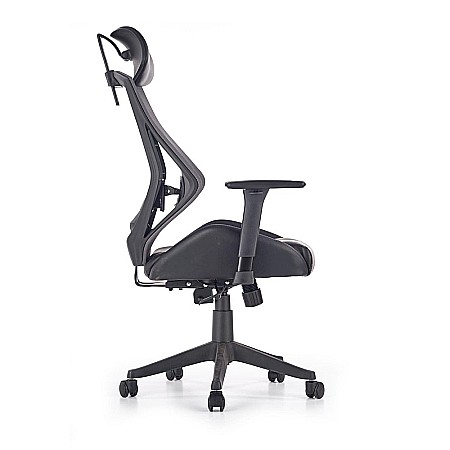 Scaun directorial cu suport lombar HM Hasel, mesh, ergonomic, mecanism multiblock, cotiere reglabile, tetiera integrata, 120 kg, negru/gri [5]