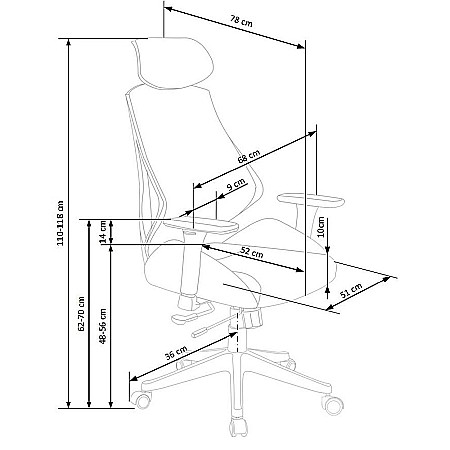 Scaun directorial cu suport lombar HM Hasel, mesh, ergonomic, mecanism multiblock, cotiere reglabile, tetiera integrata, 120 kg, negru/gri [8]