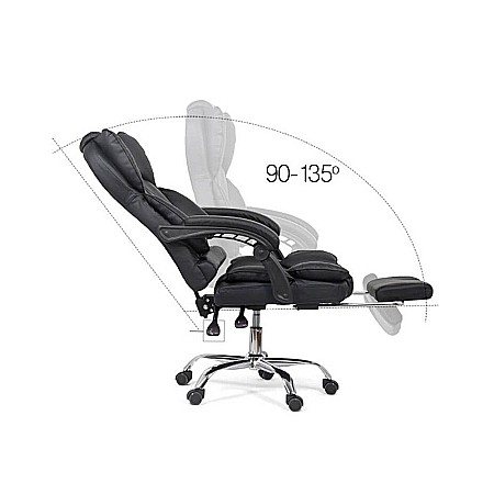 Scaun directorial cu suport picioare OFF 415, spatar inalt, perne duble, mecanism multiblock, baza cromata, 120 kg [2]