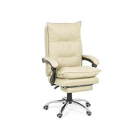 Scaune directoriale - Scaun directorial cu suport picioare OFF 419, robust, mecanism recliner, perne duble, baza cromata, 120 kg