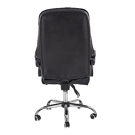 Scaun directorial ergonomic cu suport picioare, HM Alvin, mecanism balans, piele ecologica, cadru cromat, 120 kg, negru [4]