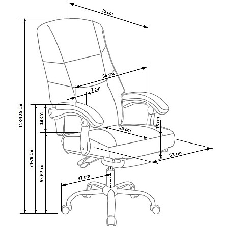Scaun directorial ergonomic cu suport picioare, HM Alvin, mecanism balans, piele ecologica, cadru cromat, 120 kg, negru [5]