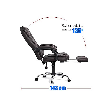 Scaun directorial ergonomic OFF 418, piele ecologica, functie recliner, suport picioare extensibil, inaltime reglabila, 120 kg [2]
