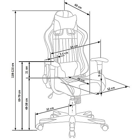 Scaun directorial gaming HM Cayman, mecanism de balans, suport lombar, perne reglabile, cadru polipropilena, 120 kg, gri/turcoaz [8]