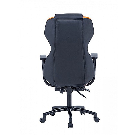 Scaun directorial GN77 Kronos, suport picioare retractabil, mecanism multiblock, piele ecologica, baza metalica, 100 kg, negru/portocaliu [5]