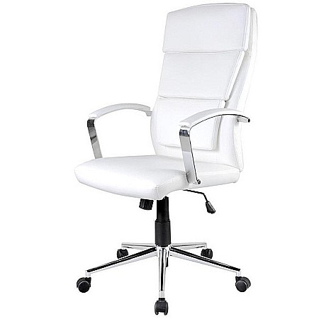 Scaun directorial HM Aurelius, Ergonomic, Piele ecologica, Inaltime ajustabila, Suport lombar, Mecanism balans, 115 kg, 120x65x67 cm , Alb [1]