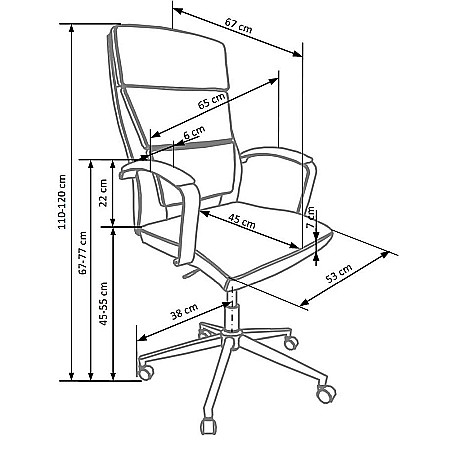 Scaun directorial HM Aurelius, Ergonomic, Piele ecologica, Inaltime ajustabila, Suport lombar, Mecanism balans, 115 kg, 120x65x67 cm , Alb [3]