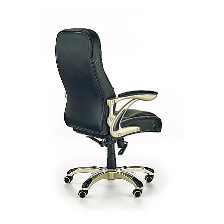 Scaun directorial HM Carlos, Piele ecologica perforata, Roti cauciucate, Inaltime ajustabila, Mecanism multiblock, 136 Kg, Negru [1]