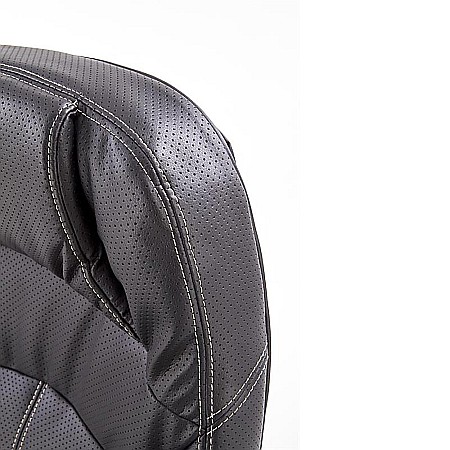 Scaun directorial HM Carlos, Piele ecologica perforata, Roti cauciucate, Inaltime ajustabila, Mecanism multiblock, 136 Kg, Negru [5]