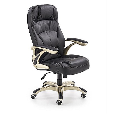 Scaune directoriale - Scaun directorial HM Carlos, Piele ecologica perforata, Roti cauciucate, Inaltime ajustabila, Mecanism multiblock, 136 Kg, Negru