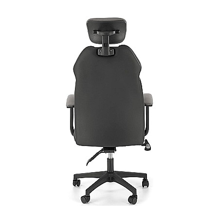 Scaun directorial HM Chrono, suport lombar, mecanism de balans, tetiera reglabila, piele ecologica/stofa, 120 kg, gri/negru [6]