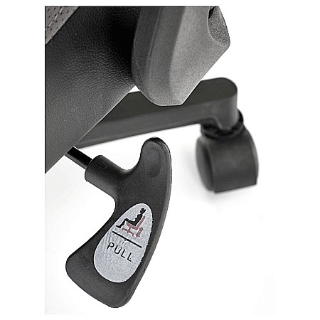 Scaun directorial HM Chrono, suport lombar, mecanism de balans, tetiera reglabila, piele ecologica/stofa, 120 kg, gri/negru [4]