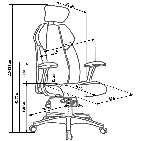 Scaun directorial HM Chrono, suport lombar, mecanism de balans, tetiera reglabila, piele ecologica/stofa, 120 kg, gri/negru [7]