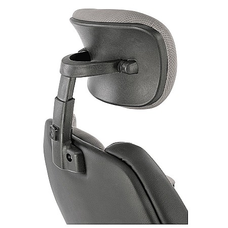 Scaun directorial HM Chrono, suport lombar, mecanism de balans, tetiera reglabila, piele ecologica/stofa, 120 kg, gri/negru [5]