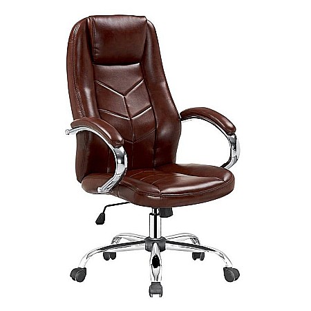 Scaun directorial HM Cody, Cadru Otel, Piele ecologica, Inaltime ajustabila, Mecanism balansare, 130 kg, 119x64x65cm, Maro [5]