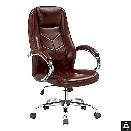 Scaune directoriale - Scaun directorial HM Cody, Cadru Otel, Piele ecologica, Inaltime ajustabila, Mecanism balansare, 130 kg, 119x64x65cm, Maro