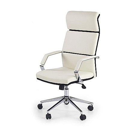 Scaun directorial HM Costa, Ergonomic, Cadru Otel, Piele ecologica, Inaltime ajustabila, Mecanism balansare, 110 kg, 124x60x63 cm, Crem [1]