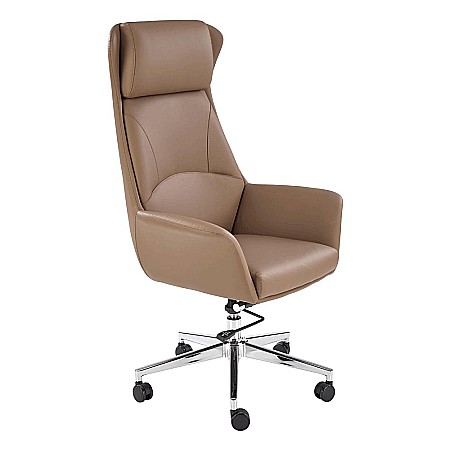 Scaune pentru birou - Scaun directorial HM Ederson, piele ecologica, fotoliu, elegant, mecanism multiblock, 100 kg, capuccino