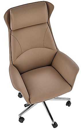 Scaun directorial HM Ederson, piele ecologica, fotoliu, elegant, mecanism multiblock, 100 kg, capuccino [3]