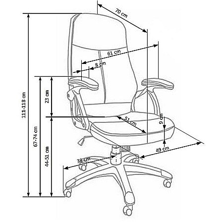Scaun directorial HM Edison, Cadru Polipropilena, Piele ecologica, Inaltime ajustabila, Sistem Balansare, 120 kg, 118x64x70 cm, Negru [3]