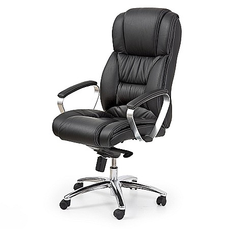 Scaun directorial HM Foster, Piele naturala, Mecanism Multiblock, Suport lombar, Inaltime ajustabila, 120 kg, 125x68x54 cm, Negru [1]